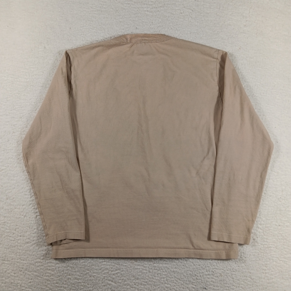 Armor Lux Shirt Mens Small Tan Long Sleeve Crew Neck 100% Cotton Pocket - Picture 8 of 12